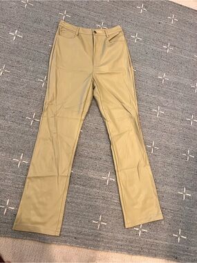 WeWoreWhat Olive Vegan Leather Kickflare Pants